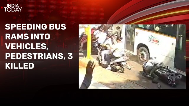 3 killed as speeding bus rams into vehicles, pedestrians in Guajarat's Rajkot
