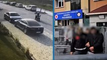 Motosikletli şüphelilerin silahlı saldırısı güvenlik kamerasında