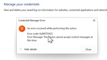 How Do i fix credential manager error 0x80070425