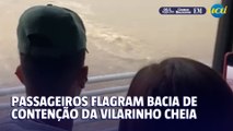 Chuva na Vilarinho: passageiros flagram bacia de contenção cheia