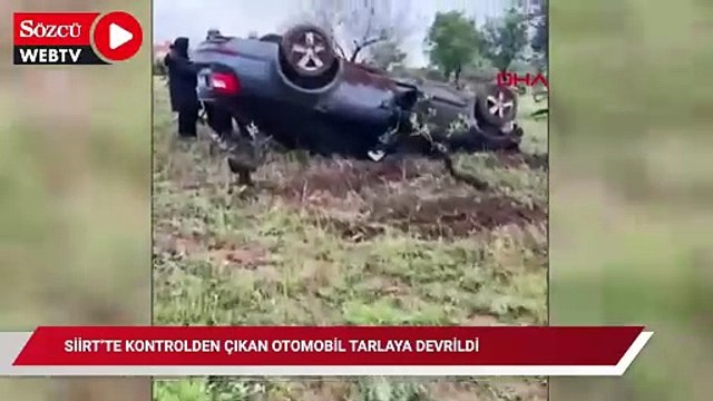 Siirt’te kontrolden çıkan otomobil tarlaya devrildi