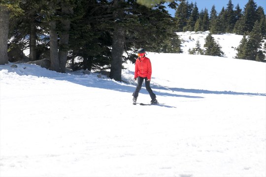 Güneşli havada kayak keyfi! Yabancı turistler ilgi gösteriyor