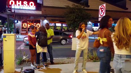 Half- Naked Girl Walks  By Street Preacher And He Reacts