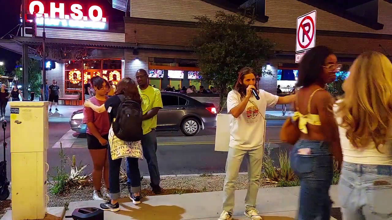 Half- Naked Girl Walks  By Street Preacher And He Reacts