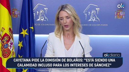 Cayetana pide la dimisión de Bolaños: "Está siendo una calamidad incluso para los intereses de Sánchez"