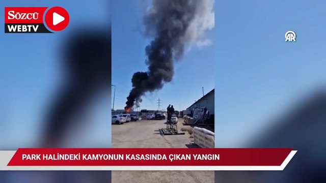 Ataşehir'de park halindeki kamyonun kasasında çıkan yangın söndürüldü