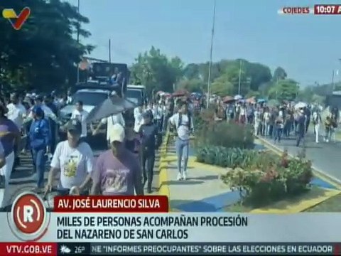 Feligreses del estado Cojedes acompañan procesión del Nazareno de San Carlos