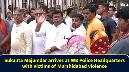 Sukanta Majumdar arrives at WB Police Headquarters with victims of Murshidabad violence
