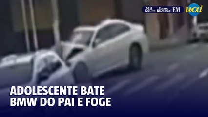 Adolescente bate BMW do pai e foge correndo