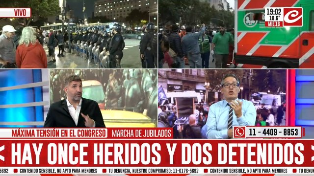 Incidentes en la marcha de jubilados: hay once heridos y dos detenidos