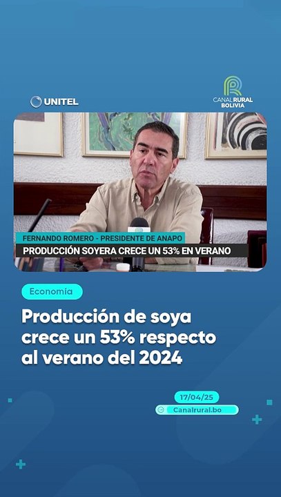 Producción de soya crece un 53% respecto al verano del 2024