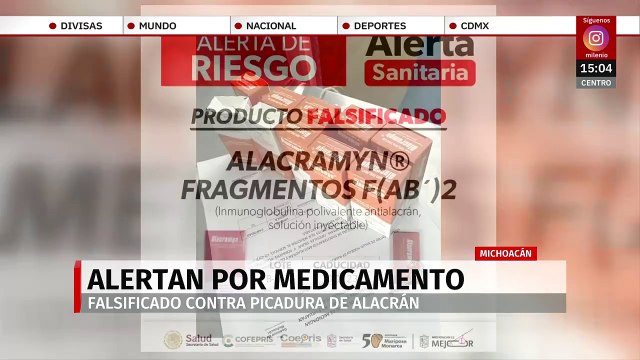 Cofepris alerta sobre medicamento falsificado contra picadura de alacrán en Michoacán