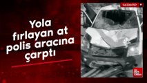 Gaziantep'te aniden yola fırlayan at, polis aracına çarptı