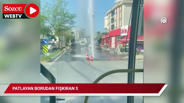 Sancaktepe'de patlayan borudan fışkıran su metrelerce yükseğe çıktı