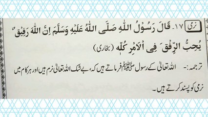 نرمی کے بارے میں احادیث نبوی صلی اللہ علیہ والہ وسلم