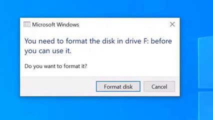 Solve Pendrive error - You need to format the disk in drive before you can use it