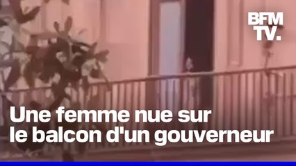 Une femme nue aperçue depuis le balcon du palais d'un gouverneur mexicain