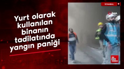 Sefaköy'de yurt olarak kullanılan binanın tadilatında yangın paniği