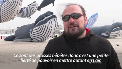 Record du monde de cerfs-volants géants en forme de baleine à Berck
