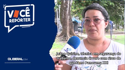 Jeane Quirino, técnica em segurança do trabalho, denuncia árvore com risco de queda no Panorama XXI