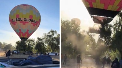 Teotihuacan: Globo aerostático protagoniza choque con árbol; no se reportan lesionados