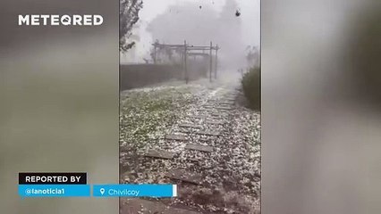 Massive hailstorm in Chivilcoy, Argentina! Huge hailstones caused damage in several areas of the city
