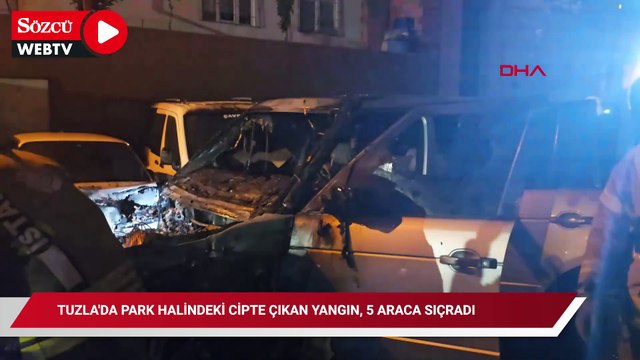 Tuzla'da park halindeki cipte çıkan yangın, 5 araca sıçradı
