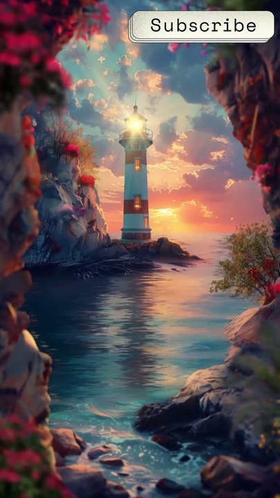 🗼✨ Beautiful Lighthouse by the Sea – Guiding Light & Coastal Calm 🌊🌅