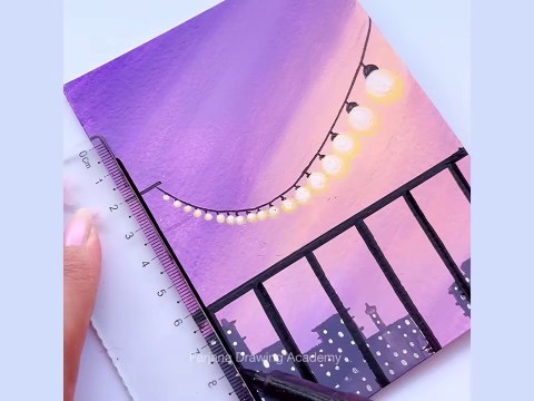 10 Amazing Scenery painting ideas __ Best ART HACKS and PAINTING TECHNIQUES For Beginners