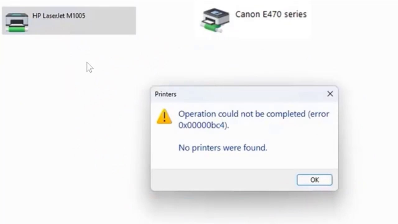 How do I fix error 0x00000bc4 on my printer