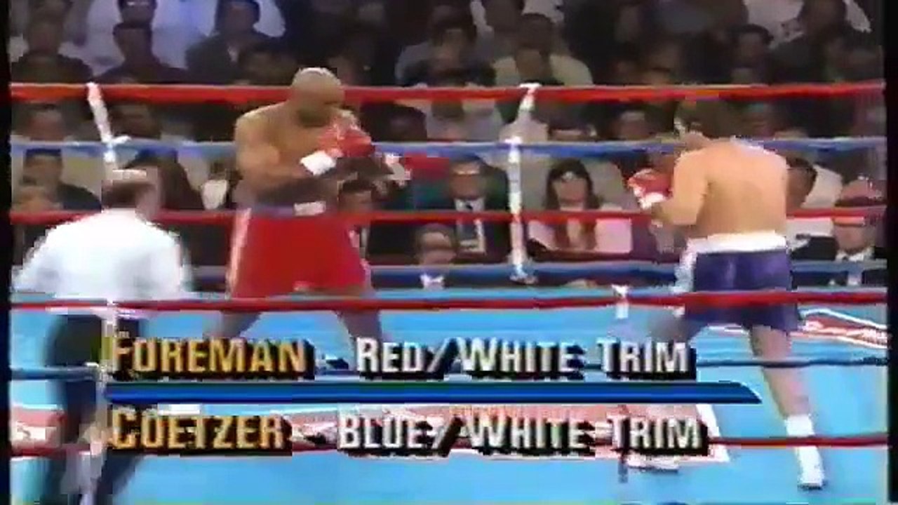 George Foreman vs Pierre Coetzer + Riddick Bowe interview - HBO 1-16-93