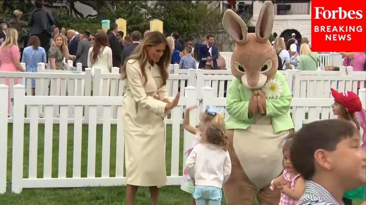 First Lady Melania Trump Greets Children At White House Easter Egg Roll