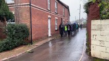 The procession on Dean St during Good Friday Walk of Witness (Will Goddard, Crediton Courier)