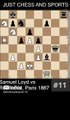 Samuel Loyd defeats Rosenthal with the two Knights checkmate