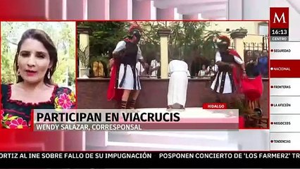 A pesar de altas temperaturas, miles de hidalguenses participan en la representación del viacrucis