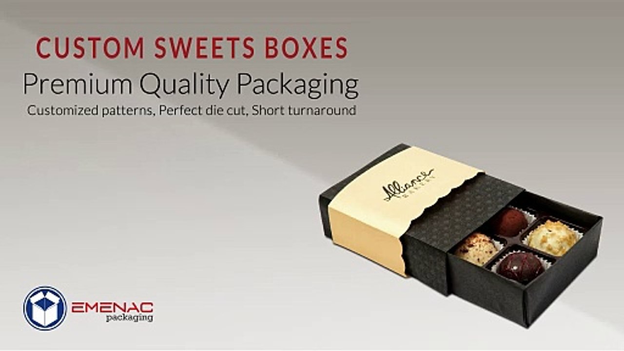 Custom Sweets Boxes for Bakeries & Confectionery Brands in Canada | Emenac Packaging Canada