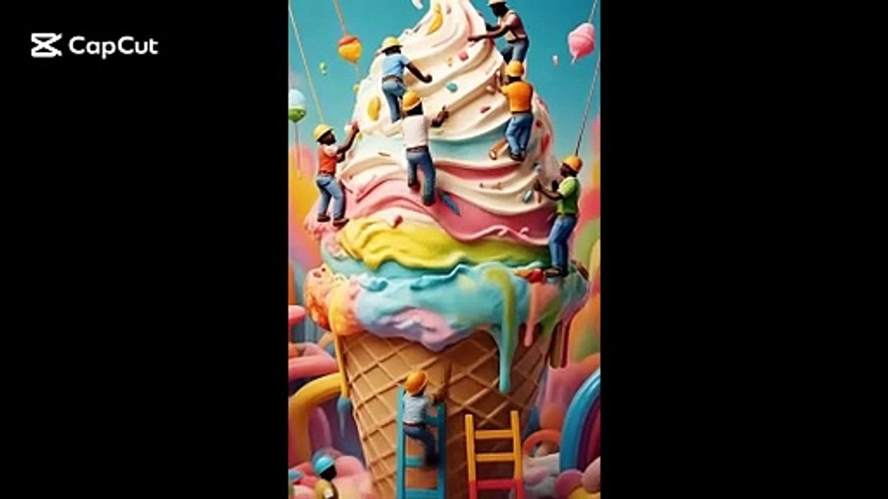 Tiny Men Decorating Giant Ice Cream with Buntees | Funny AI Animation Shorts