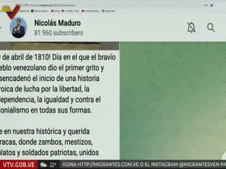 Presidente Maduro: 19 de abril de 1810, el inicio de una historia heroica de lucha por la libertad