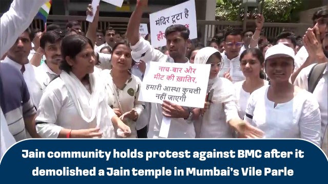 Jain community holds protest against BMC after it demolished a Jain temple in Mumbai’s Vile Parle