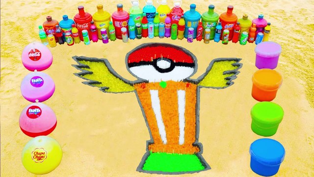 How to make Rainbow Trophy in Pokemon with Orbeez, Balloons Fanta, Coca Cola, Mentos & Popular Sodas