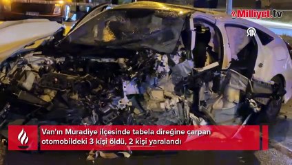 Otomobil direğe çarptı! 3 kişi olay yerinde can verdi