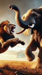 Unlikely Rivals: The Lion and Elephant Face-Off!