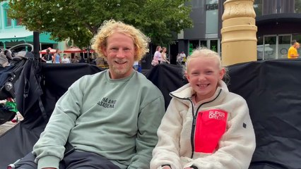 Damian and Mila Hughes at the Easter Parade 2025