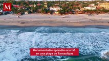 Madre genera polémica al colocar a su hija sobre una tortuga lora en playa de Tamaulipas