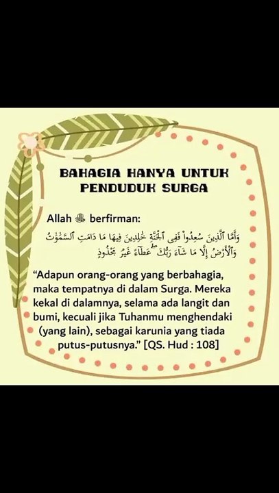 #ninonurmadi Bahagia Hanya Untuk Penduduk Surga Kekal Selamanya