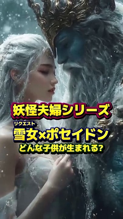 妖怪夫婦 雪女×ポセイドン  #妖怪 #aiart #変身 #恋愛 #aianimation #shorts #midjourney