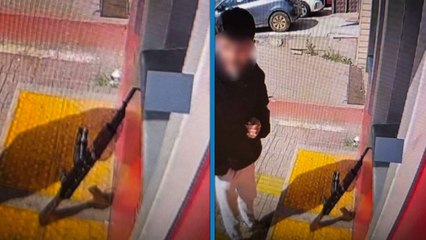 Uzun namlulu silahla gelip ATM'den para çeken şüphelinin görüntüleri ortaya çıktı