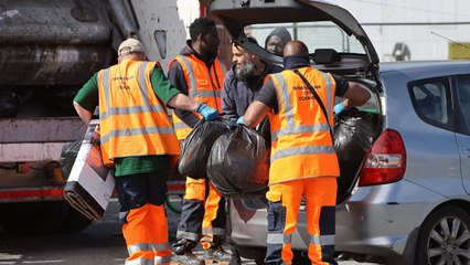 Brummies drop rubbish at mobile bin lorries while volunteers try to clean streets