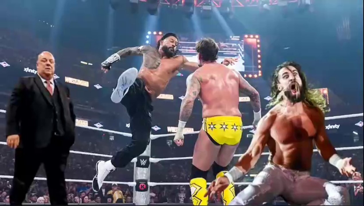 Roman Reigns vs Seth Rollins vs CM Punk - Triple Threat Match - WM 2025 || W.ŕ.é.ś.ť.ľé.m.á.ń.í.á 41 (Night-1) | CM Punk vs Roman Reigns vs Seth Rollins - Triple Threat Match