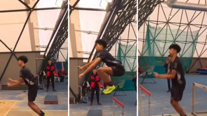 Atletica: Mattia Furlani si esibisce in una spettacolare serie di balzi in allenamento